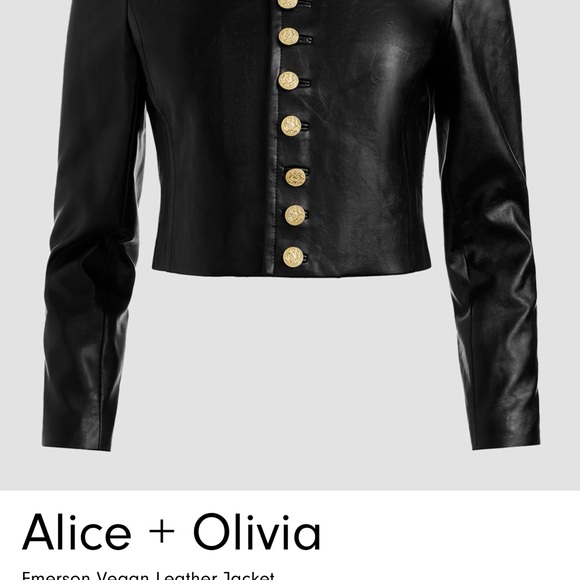 Alice + Olivia Jackets & Blazers - Alice + Olivia Black Leather Jacket with Gold Buttons